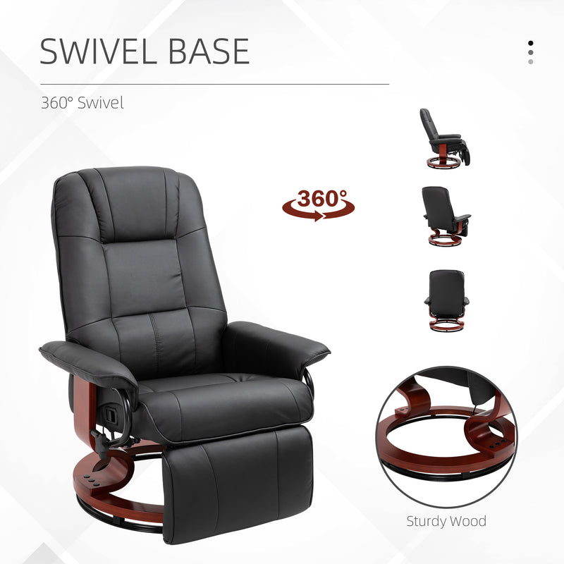 Reclining Swivel Lounge Chair With Padded Footrest For Home Office Comfort Black