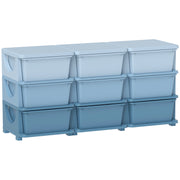 Kids Storage Organiser Unit with 9 Removable Bins for Toys and Clothes Blue