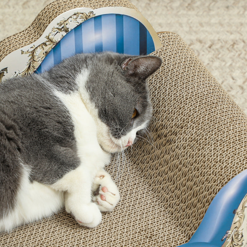 Blue 2 in 1 Cat Bed Scratching Board with Catnip for Indoor Cats 26.5cm by PawHut