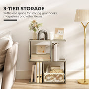 Slim S Shaped Side Table With 3 Storage Shelves Ideal For Small Spaces Grey