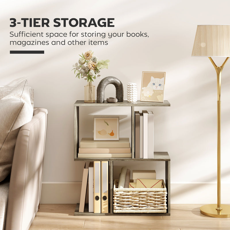 Slim S Shaped Side Table With 3 Storage Shelves Ideal For Small Spaces Grey