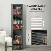 Grey Narrow CD Storage Tower with 260 Disc Capacity Space Saving Design