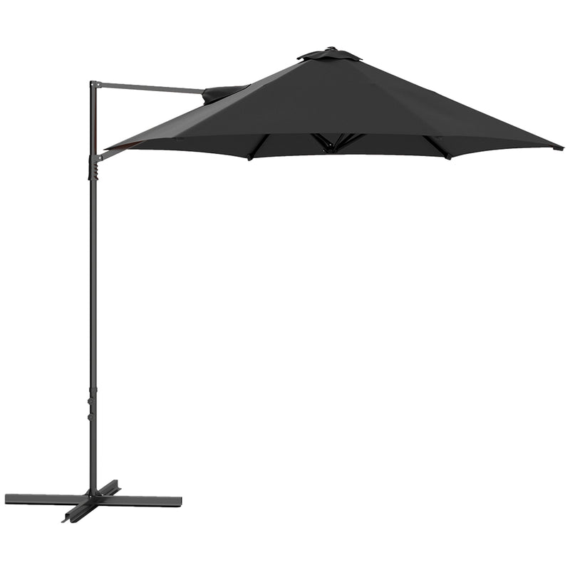 Black 2.5M Cantilever Garden Parasol with 360Â° Rotation and Cross Base by Outsunny