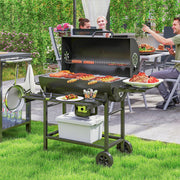 Portable Charcoal BBQ Grill with Warming Rack and Side Shelf for Outdoor Cooking by Outsunny