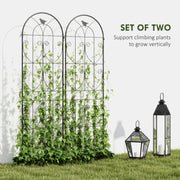 Garden Trellis Set of 2 for Climbing Plant Support and Privacy Screen Black Outsunny