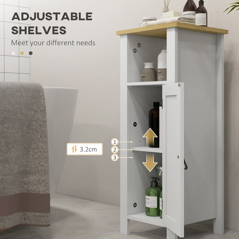 Slim White Bathroom Storage Cabinet With Shelves and Drawer by kleankin