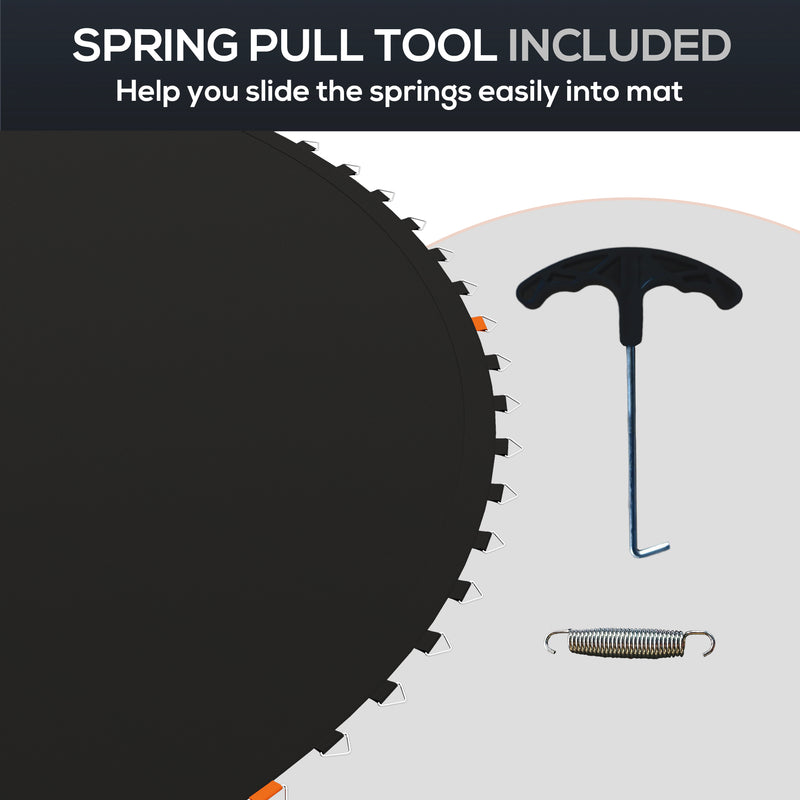 12ft Trampoline Replacement Mat with Spring Tool and 72 V Hooks for Outdoor Use Black AOSOM