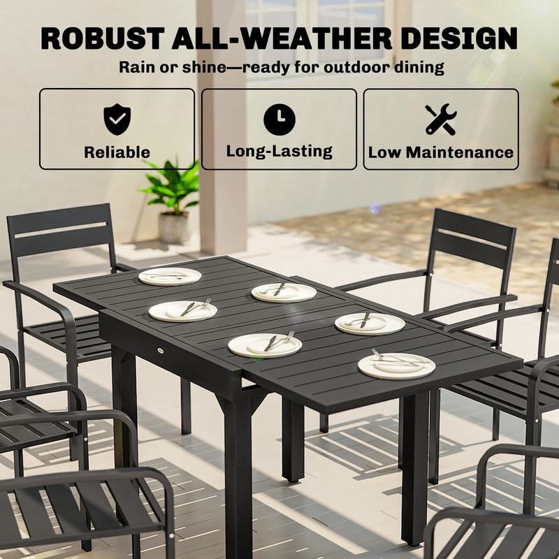 Extendable Garden Dining Table for Flexible Outdoor Meals and Gatherings Black