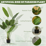 Tall Artificial Bird of Paradise Plant With Lifelike PEVA Leaves for Home or Office Green