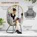 Grey Rattan Egg Chair with Cushion and Headrest for Garden Patio or Balcony by Outsunny