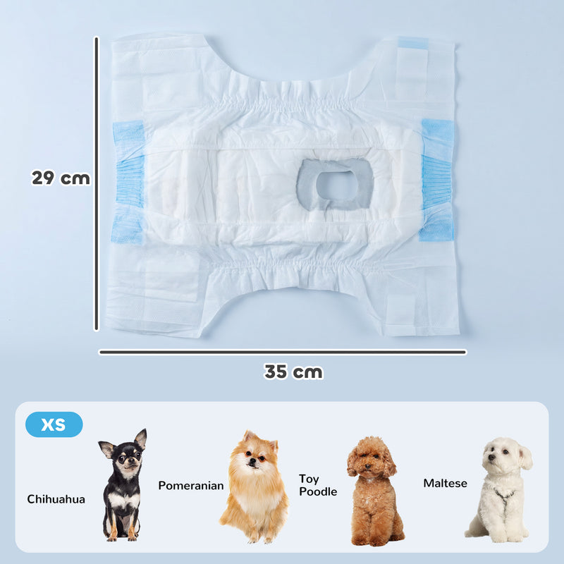 Disposable Dog Nappies for Extra Small Female Dogs Leakproof Home Protection White