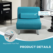 Dark Blue Single Linen Feel Sleeper Chair Comfortable Space Saving Design by HOMCOM