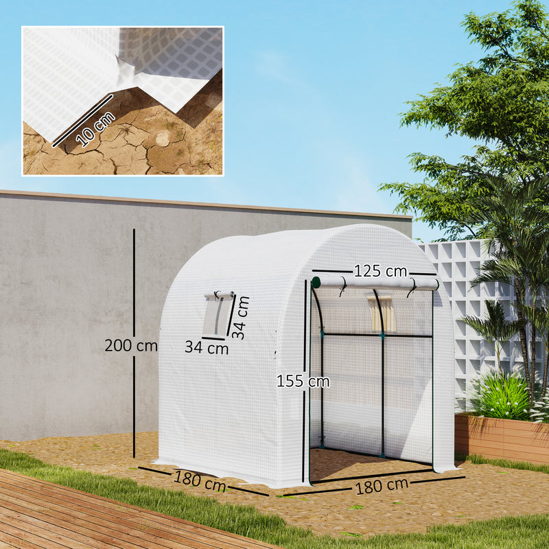 White 180 x 180cm Walk-In Polytunnel Greenhouse for Plants and Vegetables by Outsunny