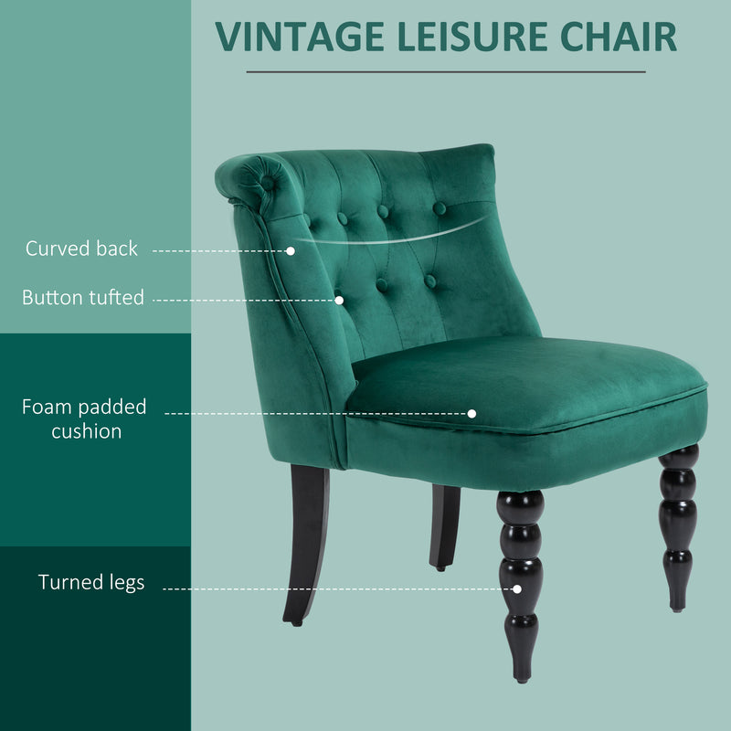 Velvet Wingback Accent Chair with Wooden Legs for Living Room or Bedroom Green