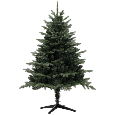 5ft artificial spruce Christmas tree on a black metal stand against a plain white background