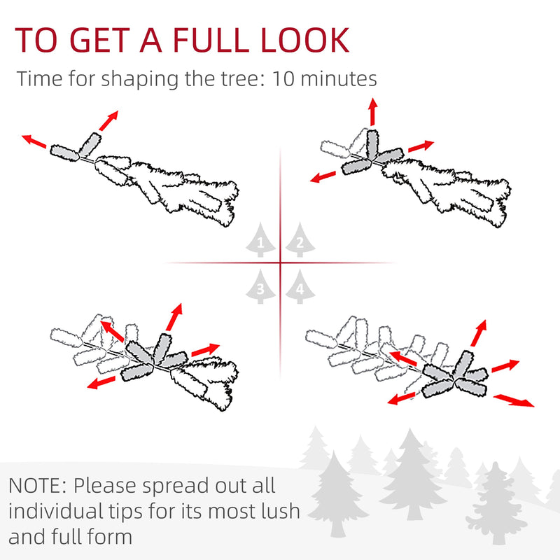 Shaping guide showing how to spread out the branch tips, with a 10 minute suggested shaping time