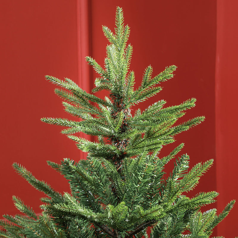 Close-up of the top of the tree against a red wall