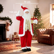 Santa figure in a living room with 150 cm height and 70 x 28 cm base marked