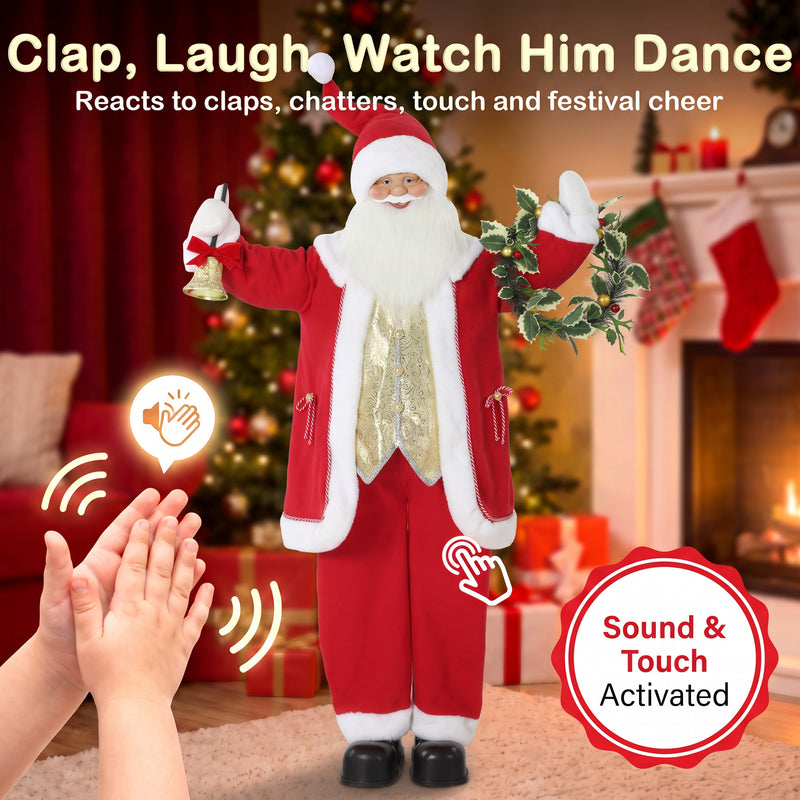 Sound and touch activation graphic beside the Santa figure