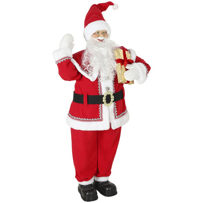 5ft life size singing Santa Claus figure in classic red suit, studio shot