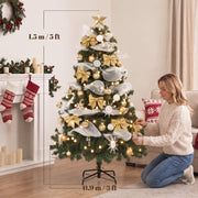 Woman adding an ornament with size labels showing 1.5 m (5ft) height and 0.9 m (3ft) width