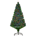 5ft green fibre optic Christmas tree with multicolour lights and a star topper on a black metal stand