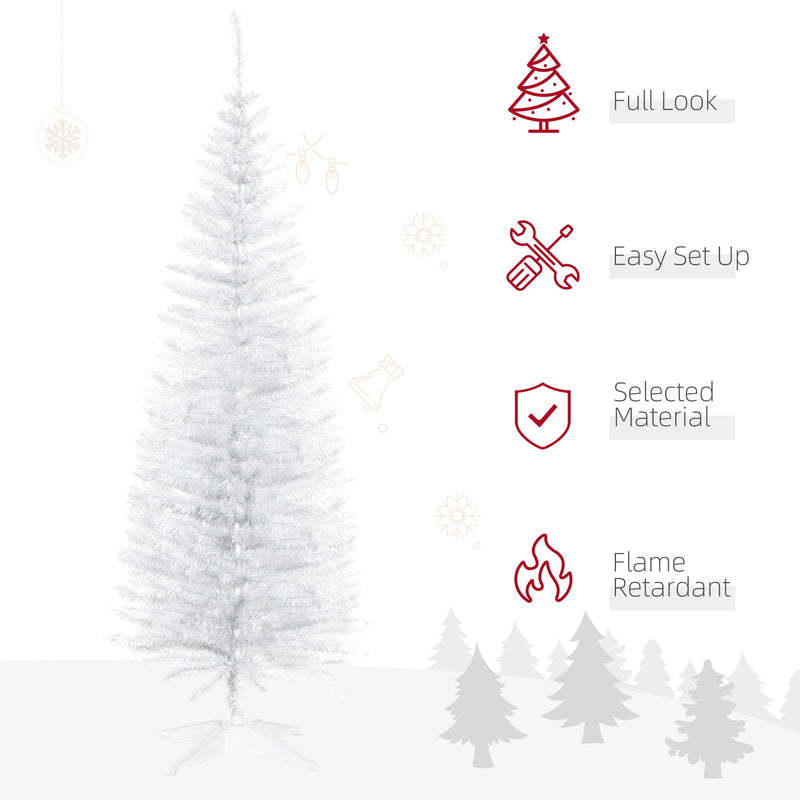 White tree with icons for full look, easy set up, selected material and flame retardant