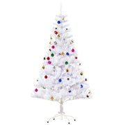 5ft white Christmas tree with colourful baubles on a white metal stand