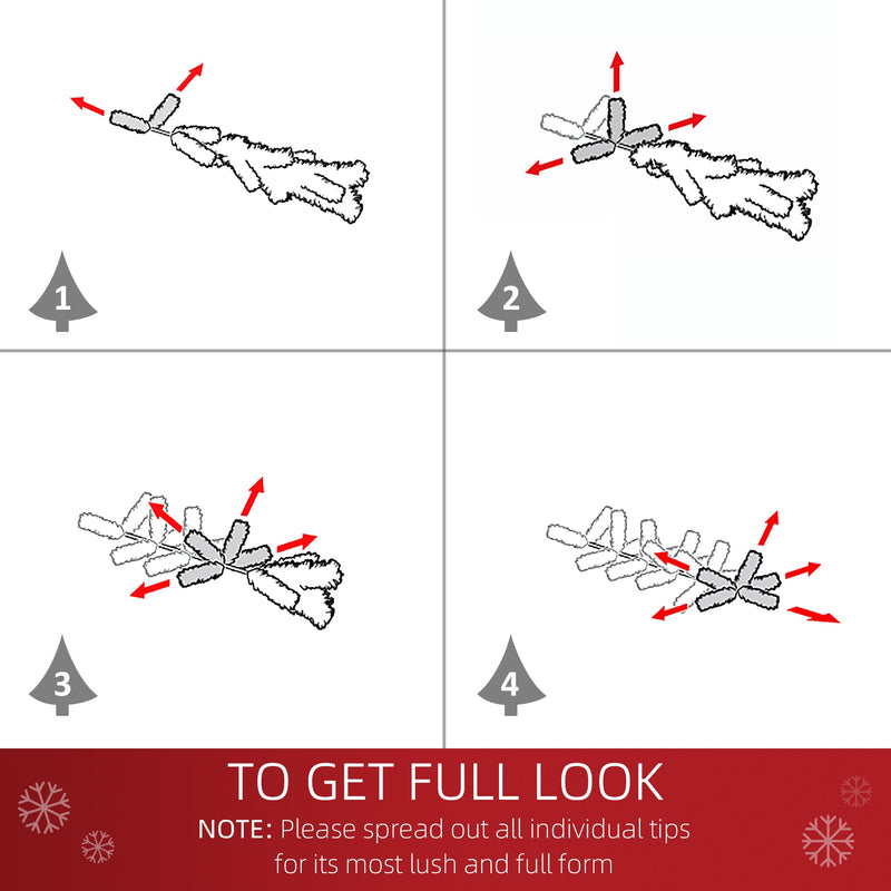 Four-step diagram showing how to spread out the branch tips for a full look