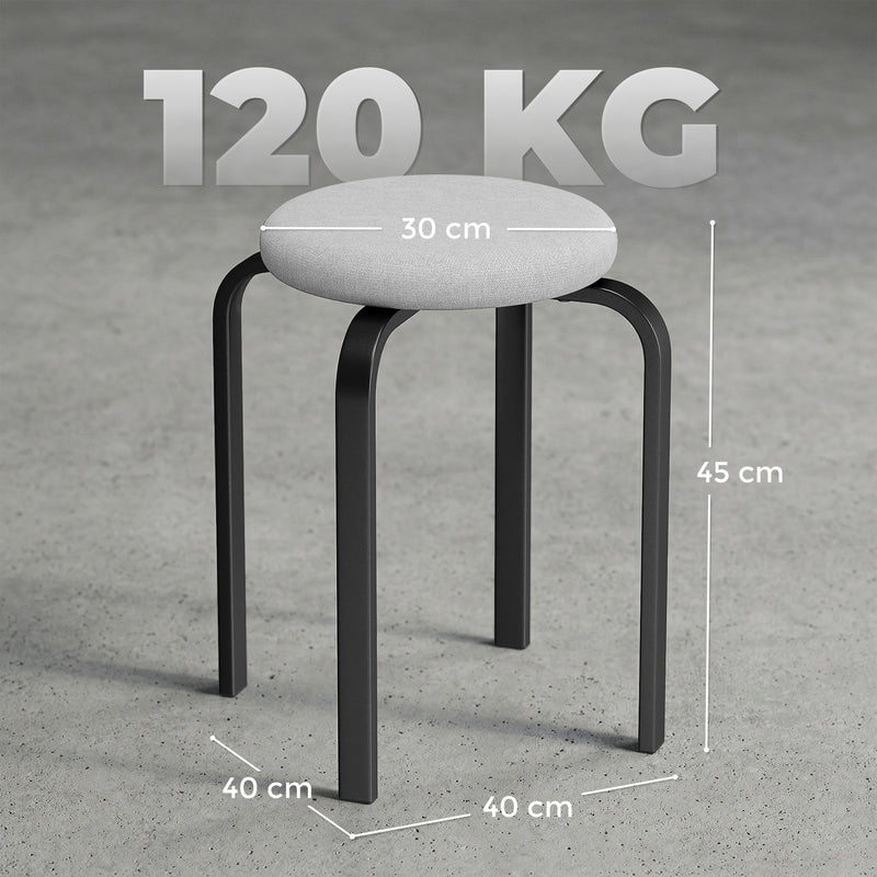 Stackable Stools Set of 4 for Extra Seating and Easy Storage Grey Black