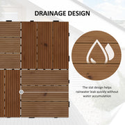 27 Piece Wooden Decking Tiles Set Anti Slip Interlocking Outdoor Flooring Brown AOSOM