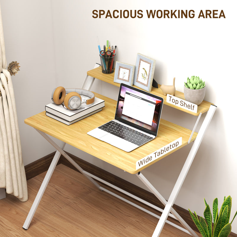 Compact Folding Computer Desk with Storage Shelf for Home Office and Study by HOMCOM