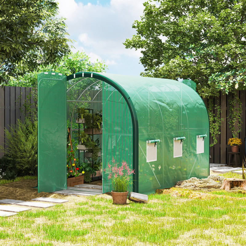 Polytunnel Greenhouse with Windows and Doors Green 3x2m by Outsunny