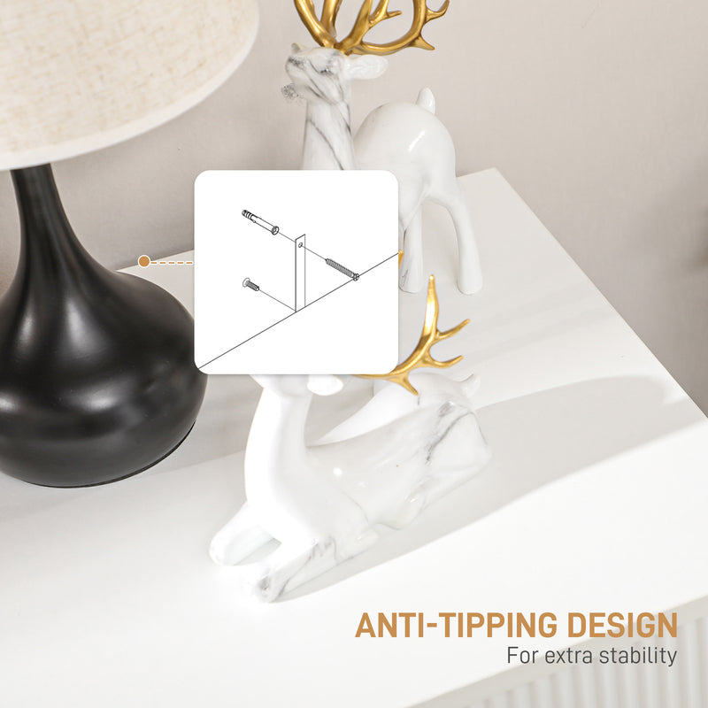 Set of 2 Three Drawer Chests with Elegant Design for Bedroom Storage White Gold Tone