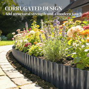 Metal Lawn Edging for Easy Flexible Garden Borders and Neat Flower Beds Dark Grey AOSOM