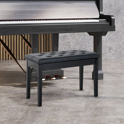 PU Leather Piano Stool With Hidden Storage Ideal for Makeup or Dressing Table, Black