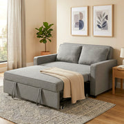 Sofa Bed for Small Spaces with Adjustable Backrest and Supportive Foam Grey Homcom