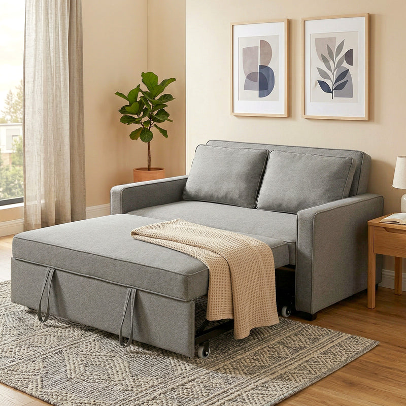 Sofa Bed for Small Spaces with Adjustable Backrest and Supportive Foam Grey Homcom