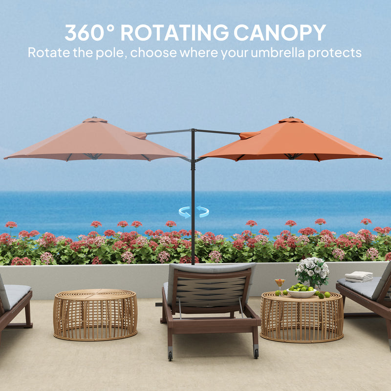 2.5M Cantilever Garden Parasol with 360Â° Rotation and Cross Base Orange by Outsunny