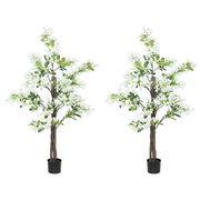 Set of 2 Artificial Honeysuckle Plants in Pots for Home or Garden Decor White