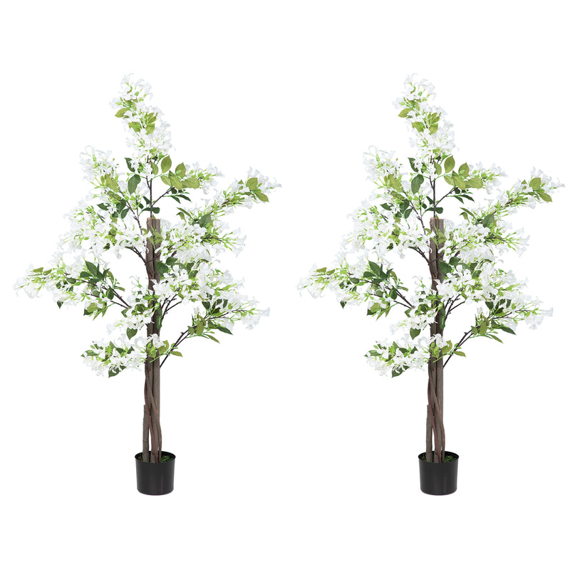 Set of 2 Artificial Honeysuckle Plants in Pots for Home or Garden Decor White