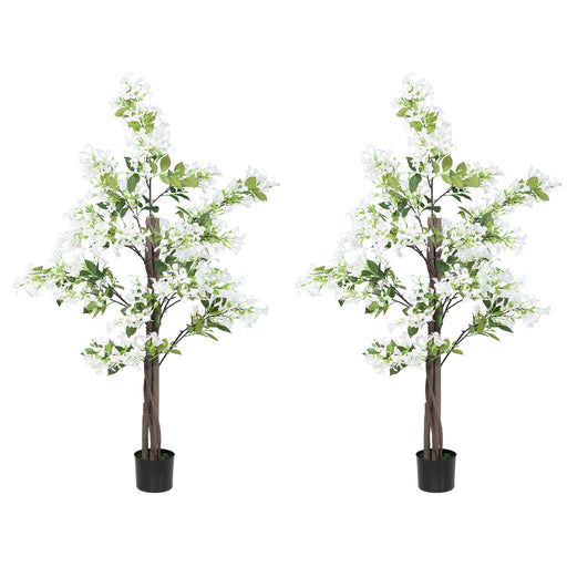 Set of 2 Artificial Honeysuckle Plants in Pots for Home or Garden Decor White