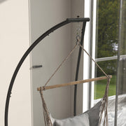 Black C Shape Metal Hammock Chair Stand for Indoor and Outdoor Hanging Swing Use