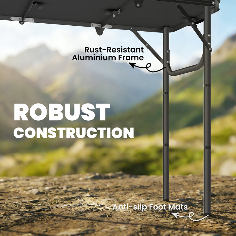 Folding Picnic Table with Mesh Shelf for Easy Outdoor Meals and Camping Black