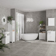 Tall Bathroom Cabinet with Open Shelves and Cupboard for Small Spaces White Homcom