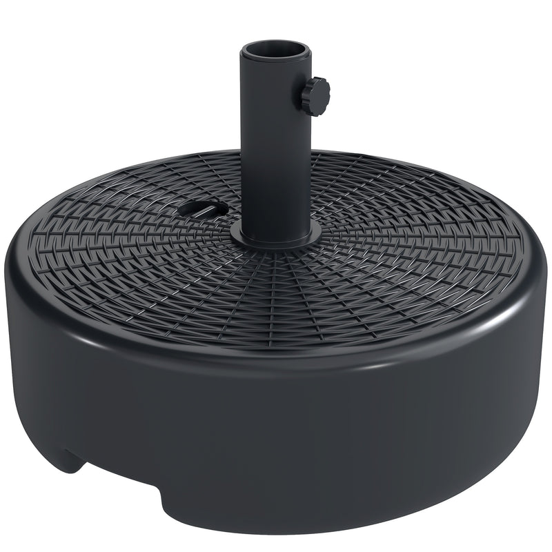 Fillable Parasol Base for Garden Umbrellas with Secure Support For 38-48mm Poles, Black Rattan Style Finish