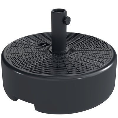 Fillable Parasol Base for Garden Umbrellas with Secure Support For 38-48mm Poles, Black Rattan Style Finish Outsunny