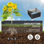 Set of Two Grey Steel Garden Planter Boxes 60 x 60cm for Outdoor Flowers and Herbs