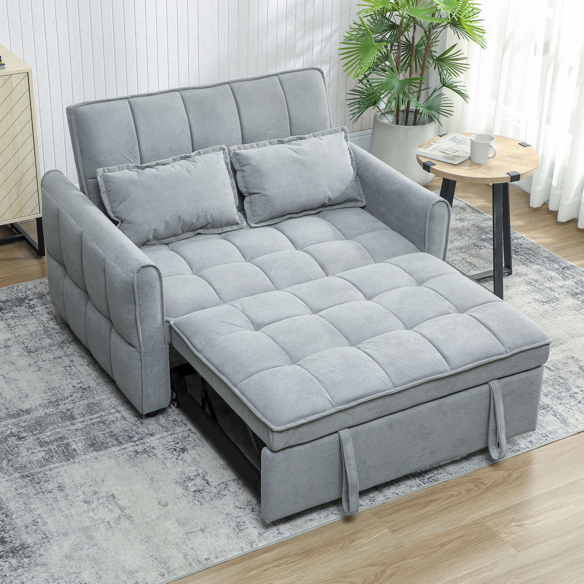 Sofa Bed, 3-in-1 Dark Grey 2 Seater Pull Out Sofa For Small Spaces ...