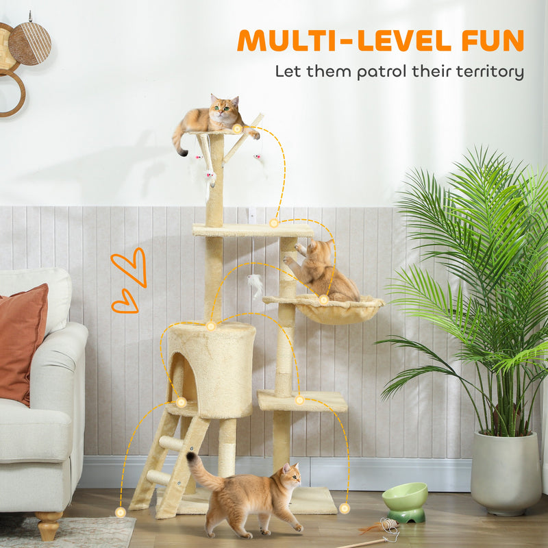 Multi Level Cat Tree With Condo And Sisal Scratching Posts For Indoor Kittens Beige AOSOM